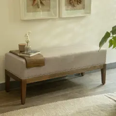 Upholstered Wooden Bench with Wooden Slider - Premium Bench for Home Decor