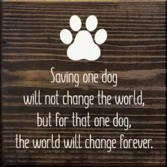 Inspirational Dog Quote Sign, Rustic Knotty Pine Square Wall Decor Walnut-White