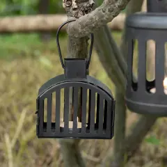 Black Kuma Metal Oval Shape Lantern With T-Light - Set Of 2