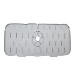 Handy Housewares Silicone Sink Faucet Drip Tray, Behind Faucet Water Catcher Drying Mat - 5.5" x 14.6", Prevents Water Splash and Keep Countertops Dry Light Grey