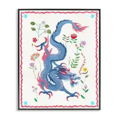 Stupell Industries Cultural Dragon & Plants Framed Giclee Wall Art Design by Melissa Wang 