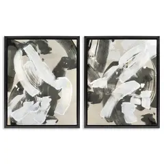 Stupell Industries Neutral Paint Streaks 2pc Floater Framed Canvas Wall Art Set Design by June Erica Vess 