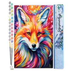 Figured'Art Paint by Numbers for Adults Colorful Abstract Fox 16"x20" - Craft Art Painting DIY Kit Rolled Canvas Without Frame