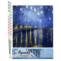 Figured'Art Paint by Numbers for Adults Van Gogh Starry Night over the Rhone 16"x20" - Craft Art Painting DIY Kit Rolled Canvas without frame