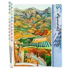 Figured'Art Paint by Numbers Kit for Adults Countryside Landscape from the Hills 16"x20" - Craft Art Painting DIY Kit Rolled Canvas without frame