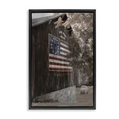 Stupell Industries Colonial Flag on Barn Floater Framed Canvas Wall Art Design by Lori Deiter
