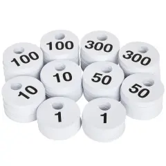 2 Sets of Round Numbered Tags 1-300, Double-Sided Plastic Coat Check Tickets (1.7 In, 600 Pieces Total)