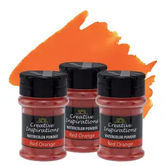 Creative Inspirations Powder Watercolor Paint 3 Pack - 38g Shaker Bottle, Red Orange - Dye-Based Water-Soluble Crystalline Pigments - Non-Toxic, Perfect for Abstract and Spontaneous Effects