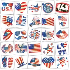 Glitter 4th of July Temporary Tattoos for Kids