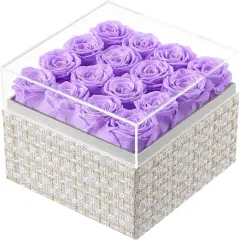 Preserved Roses Real 16 Light Purple Roses