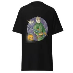 Unisex Halloween jason with spear fashion T-shirt