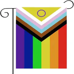 New Intersex Progress Pride Garden Flag 12x18 Double Sided- Mini Progressive Gay Pride Rainbow Yard Lawn Flag Outdoor Yard Decorative