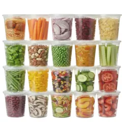 Perfect Settings 32oz Deli Containers with Lids - 24 Sets Quart Freezer Storage Containers - Leakproof, Stackable, Microwave Safe Soup Storage Plastic Soup Containers for Meal Prep Leftovers Takeout