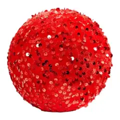 6" Sequin Ball Ornament: Red