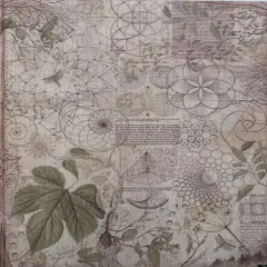 Botanical Relic Designer Printed AIDA Fabric. Canvas for embroidery with an applied backgroundKF-1263A