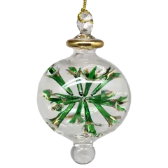 Blown Glass Pierced Starburst Ornament - Green