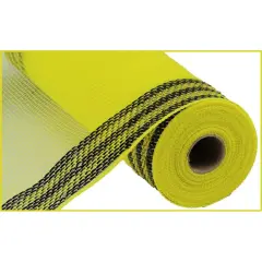 10.5" Border Stripe Metallic Mesh Ribbon: Yellow/Black (10 Yards)