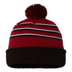 Richardson&reg; Pom Cuffed Beanie Cardinal/Black/White