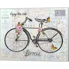 Vintage Bicycle with Map A by Jean Plout 20" x 16" Canvas Wall Art
