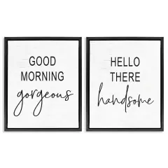 Stupell Industries Gorgeous & Handsome Romantic Greetings Framed Floater Canvas Wall Art Black Floater Frame