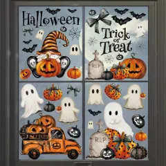 83 Pieces Halloween Window Cling Sticker, Ghosts Pumpkins for Home Party Supplies Shop Window Glass Display Decoration