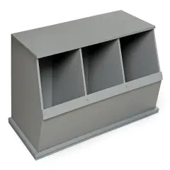 Badger Basket Three Bin Stackable Storage Cubby Gray