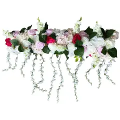 Artificial Silk Rose Flowers Backdrop Wedding Row Decor Floral Wall Arrangements
