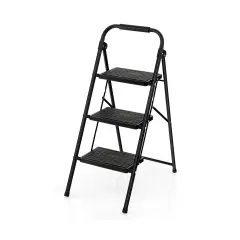 Folding Step Ladder Stool with Wide Anti-Slip Pedal and Convenient Handle