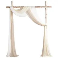 Wedding Arch Draping Fabric 3 Panels 20Ft Chiffon Fabric Drapes Arbor Drapery Wedding Ceremony Reception Swag Decorations (Nude +Cream +White)