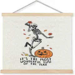 Funny Halloween Skeleton Pumpkin Wall Art