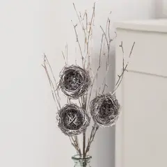 Snow Fallen Branch With Birdnest 34"