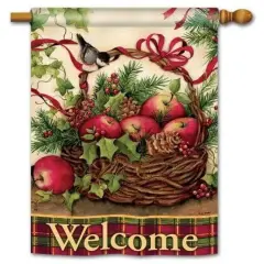 Winter Basket Flag 2 Sided Christmas Vertical Banner