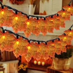 Fall Decor Maple Leaf String Lights,13.5ft 35 LED