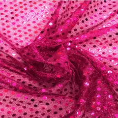 1 Yard Fuchsia Sparkle Mesh with Mini Sequins Polyester Fabric 42&Prime; Wide