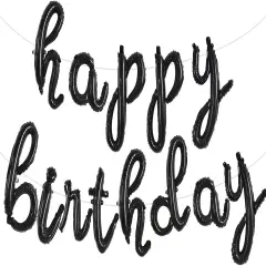 Happy Birthday Foil Cursive Balloons - Black