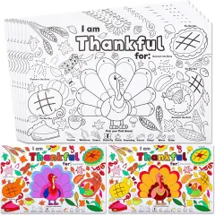 24 Pcs Thanksgiving Coloring Placemats