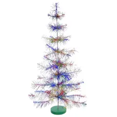 Cody Foster 37.0 Inch Rainbow Mylar Tabletop Tree Christmas Decorative Tree , Christmas Decor 3 Ft Pride Christmas Lbgtqia Multicolored