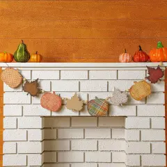 Wooden Pumpkin Garland Maple Leaf Garland - Orange
