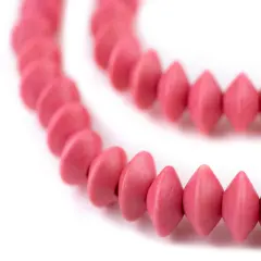 The Bead Chest Neon Pink Bicone Natural Wood Beads (5x8mm): Organic Eco-Friendly Wooden Bead Strand for DIY Jewelry, Crafts, Necklace and Bracelet Making