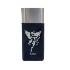 Cigar Case with Cutter - Eros God of Love - Leather Black/Silver