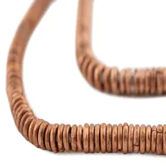 The Bead Chest Kenya Copper Heishi Beads - Full Strand of 3mm African Metal Disk Spacers