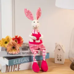 Northlight Boy Sitting Easter Rabbit Decoration with Dangling Legs - 16.5" - Pink and Cream