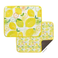 Lemon Plaid Microfiber Dish Drying Mats, Set of 2