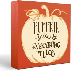 Pumpkin Spice & Everything Nice Wooden Box Sign Fall Table Decor