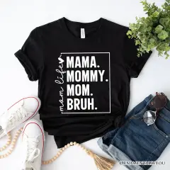Funny Mom's Life T-Shirt, Black Minimalist Mama Tee for Stylish Mothers