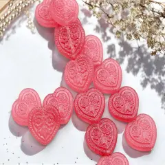 *6* 17mm Crystal Watermelon Luster Floral Heart Beads