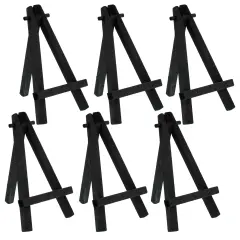 5" Mini Easel (6 Pack) - Black Wooden A-Frame Tabletop Display Stand, Mini Easel Stand - Small Easels for Display, Small Canvases, Crafts, Business Cards, Signs, Photos, Gifts