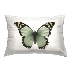 Green Symmetrical Butterfly Decorative Printed Throw Pillow Design by Elizabeth Medley, 14 x 7 x 20
