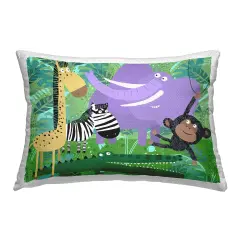 Fun Jungle Animals Design by Carla Daly Outdoor Printed Pillow 