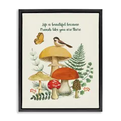 Stupell Industries Vintage Life Is Beautiful Framed Floater Canvas Wall Art Design by Sharon Lee